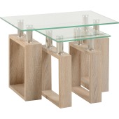 Milan Nest Of Tables Light Sonoma Oak/Glass
